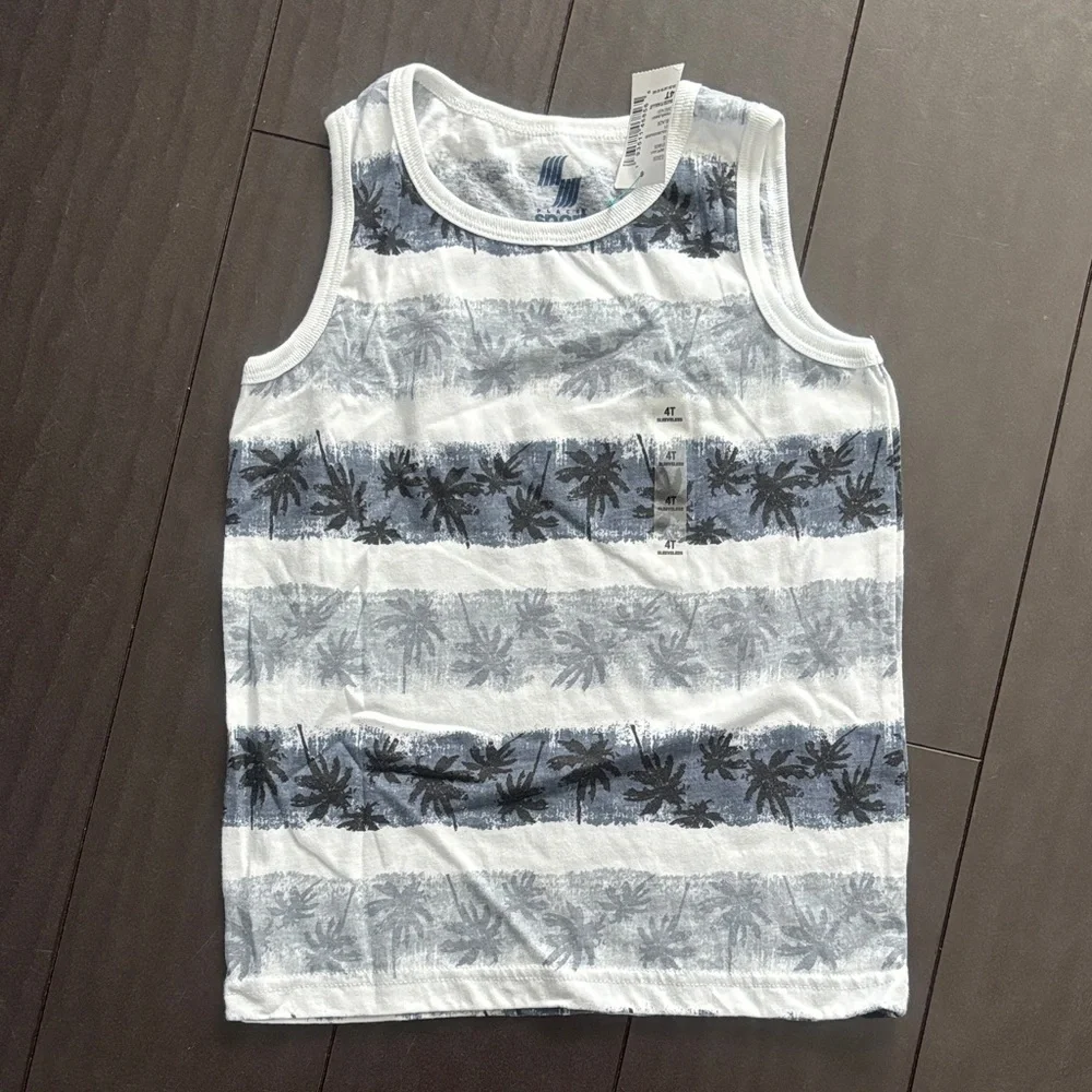The Children's Place Blue and White Palm Tank Top